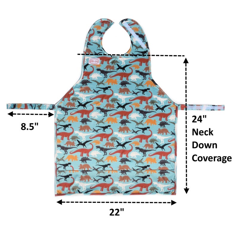 BIB-ON XL, Full-Coverage Bib and Apron Combination for Toddler, Kids Ages 3 and Up. (Dinosaurs) - Image 5